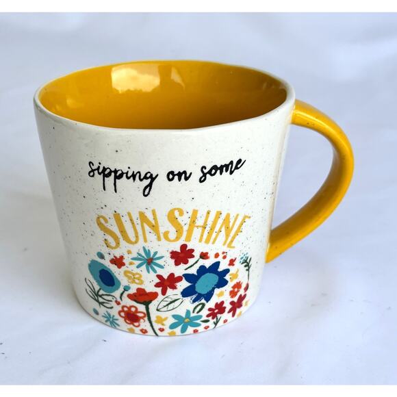 TAG Sipping on Some Sunshine Large Coffee Mug Flowers 16oz - Picture 1 of 7
